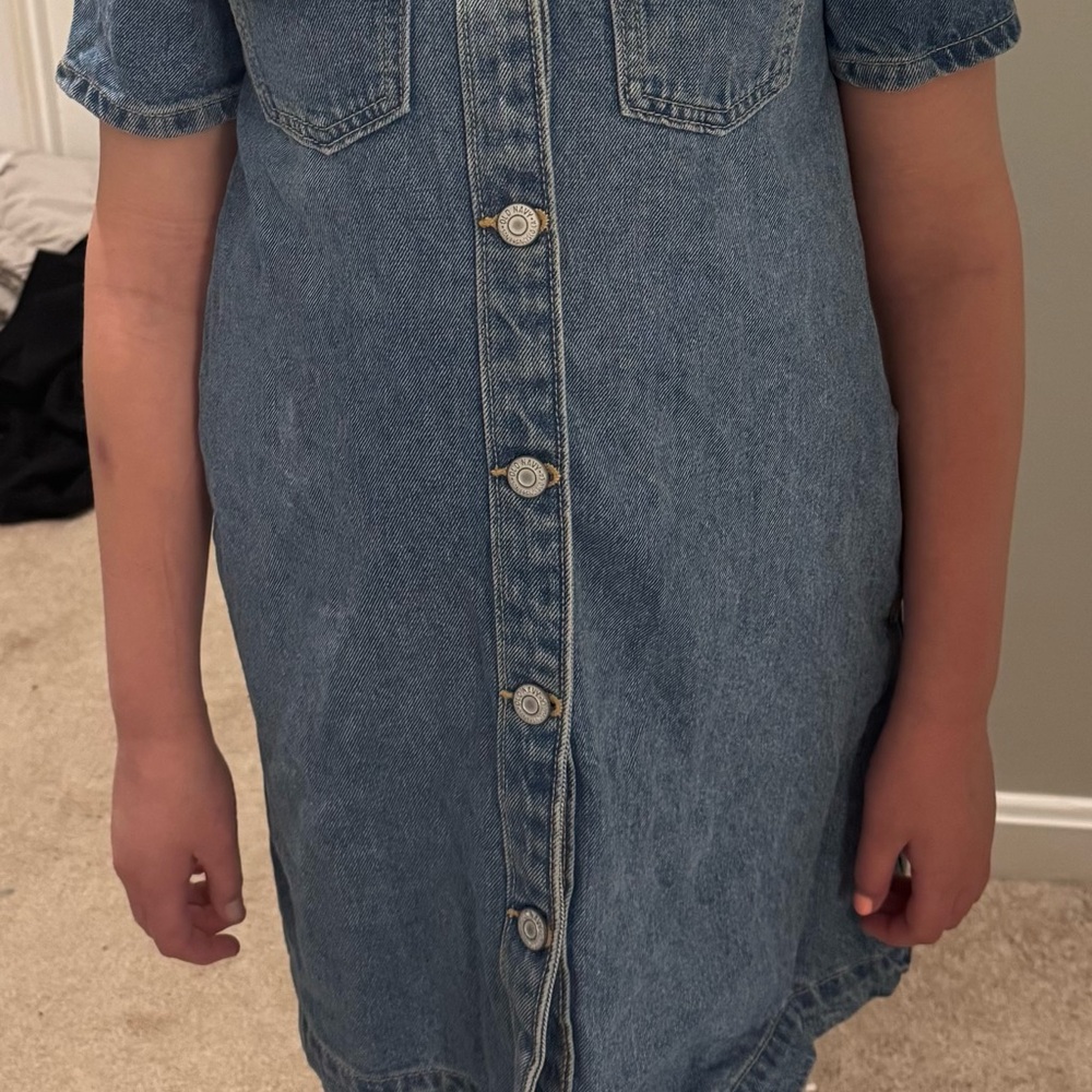 Old Navy Blue Denim Button-Front Kids Dress